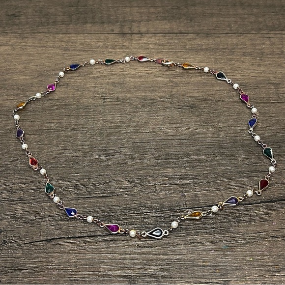 Vintage Multicolor Colorful Jewels Necklace - Picture 1 of 3